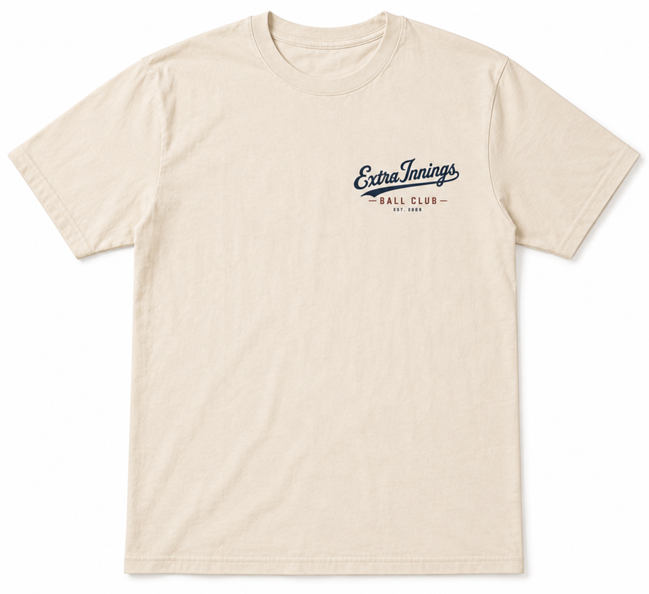 Extra Innings Script Chest Tee – Natural