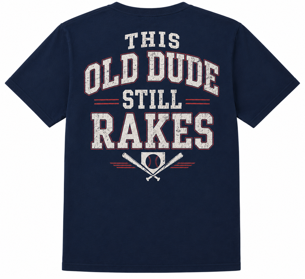 This Old Dude Still Rakes Tee (Navy)