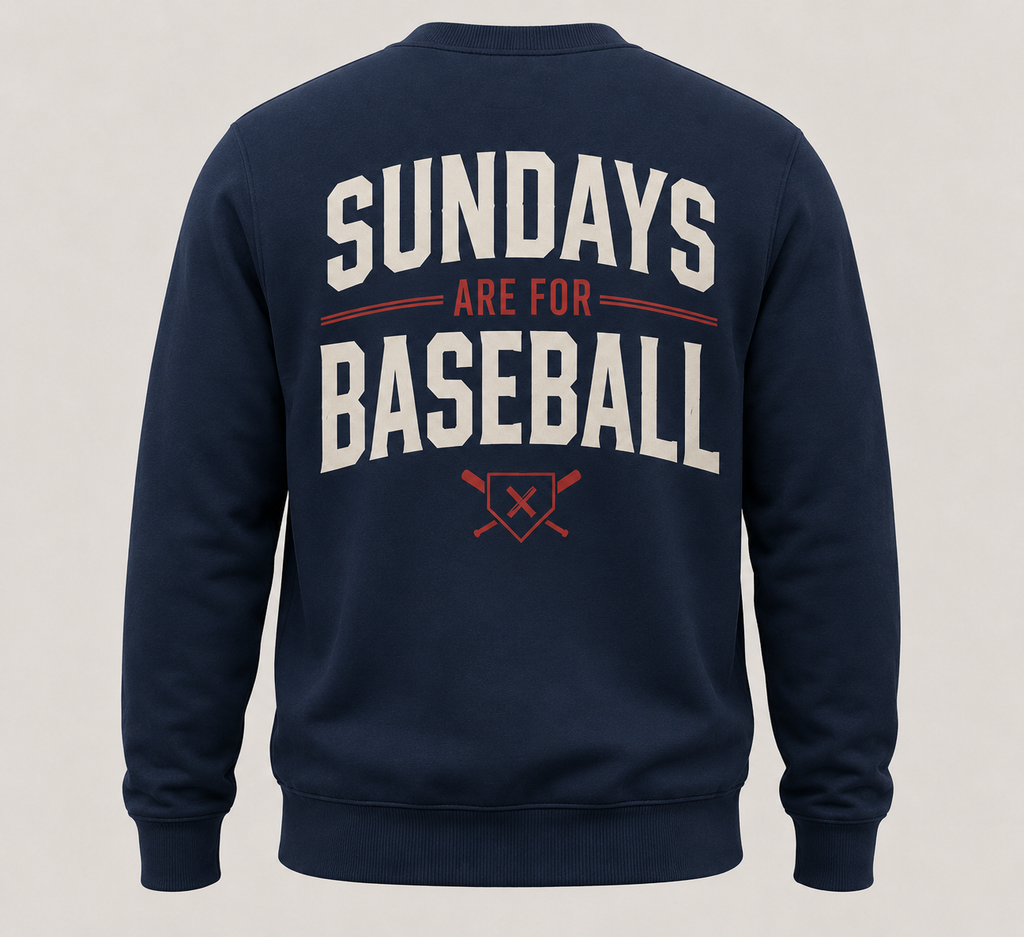 Sundays Are for Baseball Crewneck Sweatshirt (Navy)